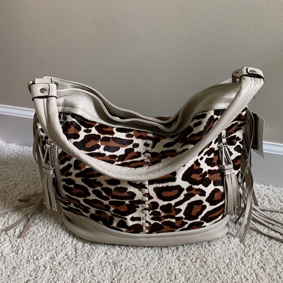 B. Makowsky leather and cow hair bucket boho bag.- NWT- $298 - Picture 3 of 9